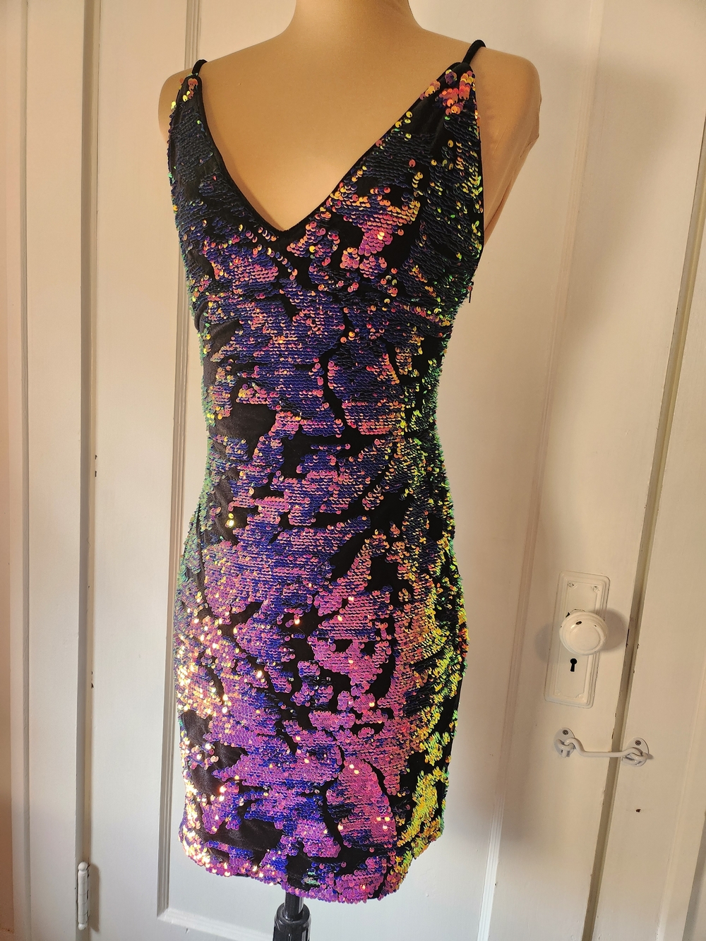 L'Atiste Mermaid Leopard Purple Black Iridescent Fantasy Club Mini Dress